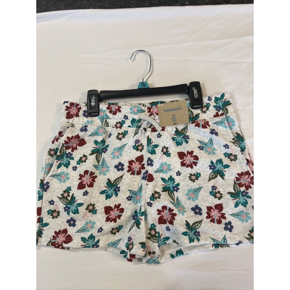Thereabouts Girls Floral Drawstring Shorts Size 16 xl‎ Polyester Stretchy Summer